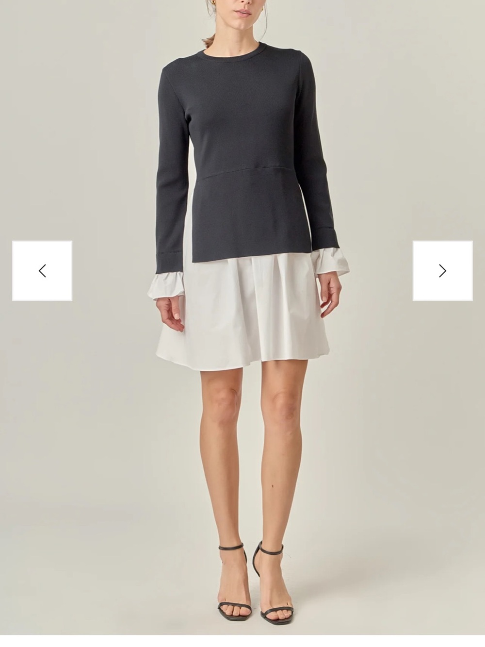 POPLIN COMBO KNIT MINI DRESS